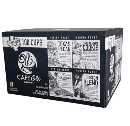 CAFE Olé by H‑E‑B Texas Pecan, Snickernut Cookie, Taste of San Antonio & Houston Blend Coffee Single Serve Cups - Texas-Size Pack 100 ct