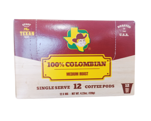 The Texan 100 % Colombian Coffee Pods 12  ea. Medium Roasted